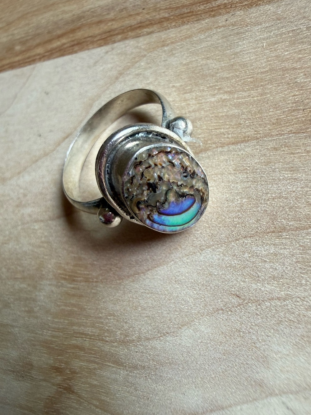 Stirling Silver Abalone Shell Oval Ring